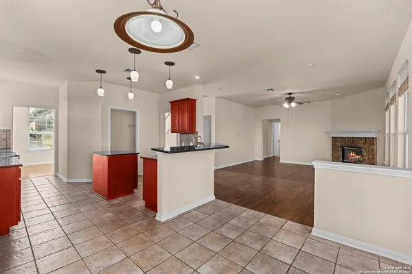 a view of kitchen and natural light