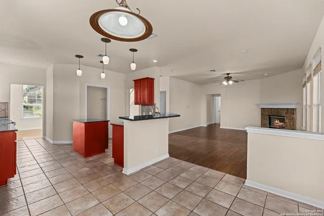a view of kitchen and natural light