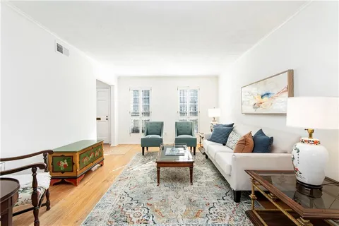 a living room with furniture or couch and a potted plant