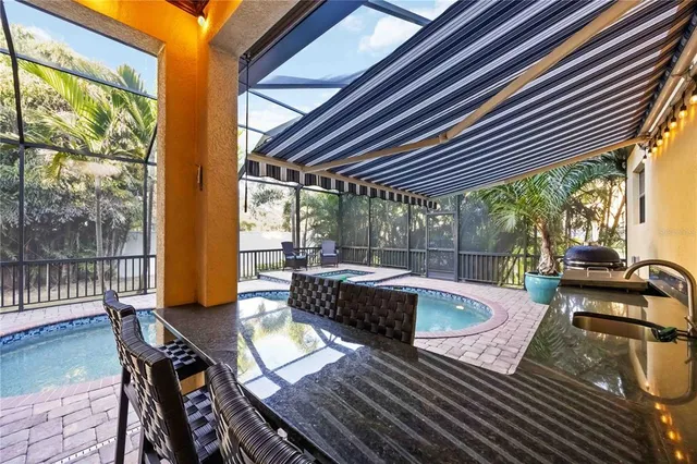 a view of a patio on the roof deck