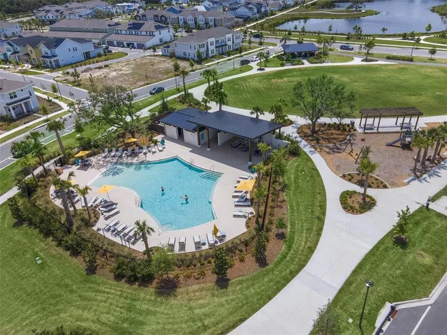 an aerial view of a house