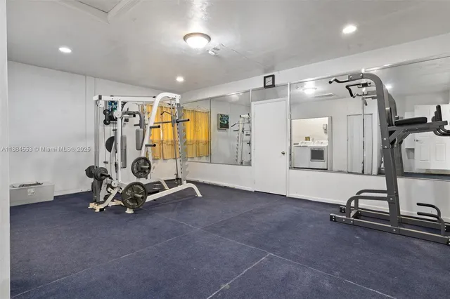 a view of a room with gym equipment