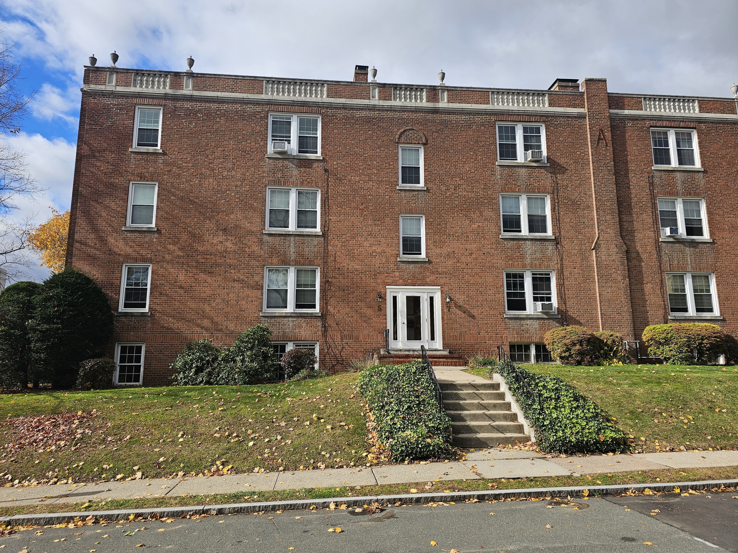 a front view of a building