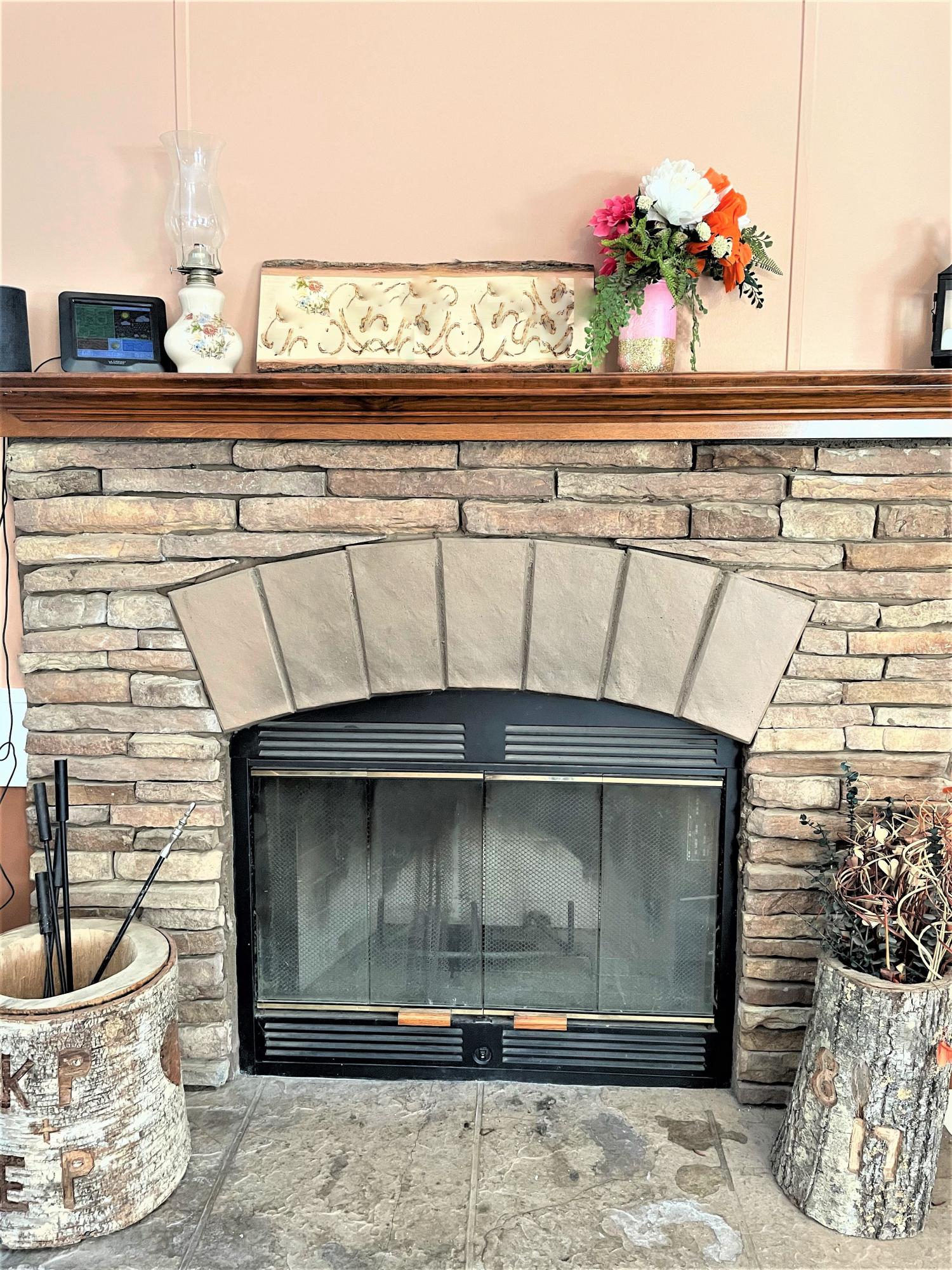wood burning fireplace