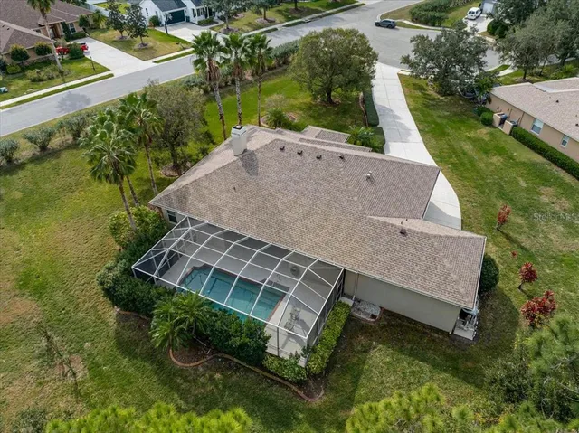 an aerial view of a house