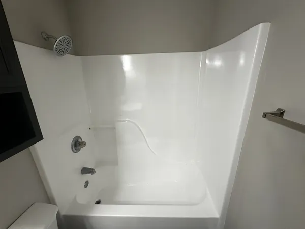 a bathroom with a bathtub