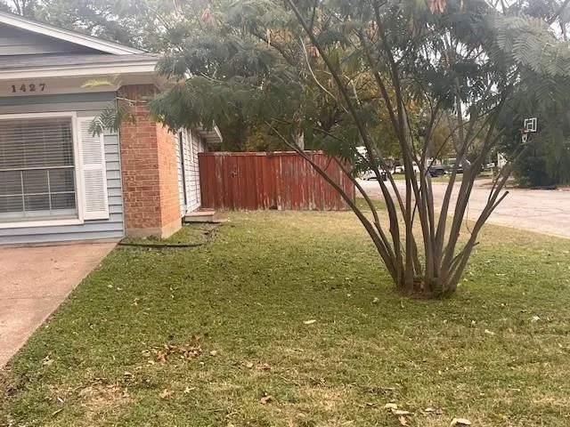 a view of backyard with green space