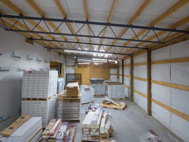 a view of a room with racks