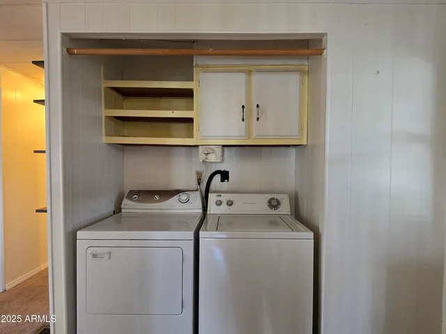 a view of a hallway with closet and a potted plant