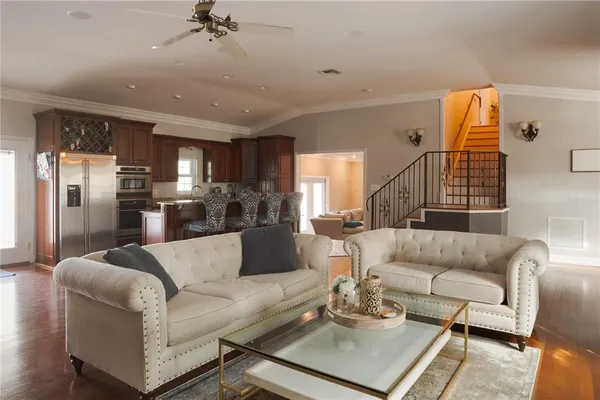a living room with furniture and a couch