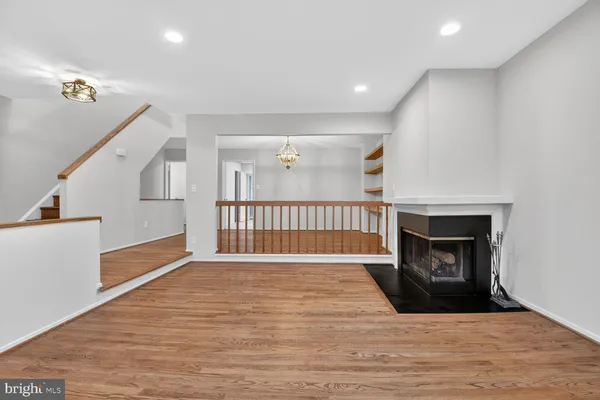 a view of livingroom and fireplace