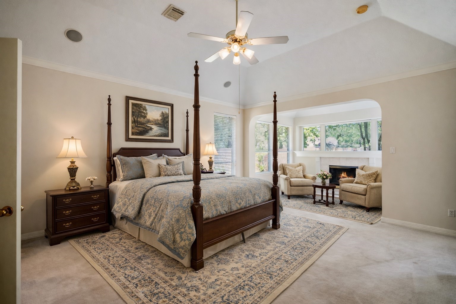 1322 Cardigan Bay Circle Spring, TX 77379 - Photo 22 of 50 The primary suite offers neutral tones, wonderful views, a spacious area that allows for a sitting area and has an en-suite bathroom. This room has been virtually staged to show potential.