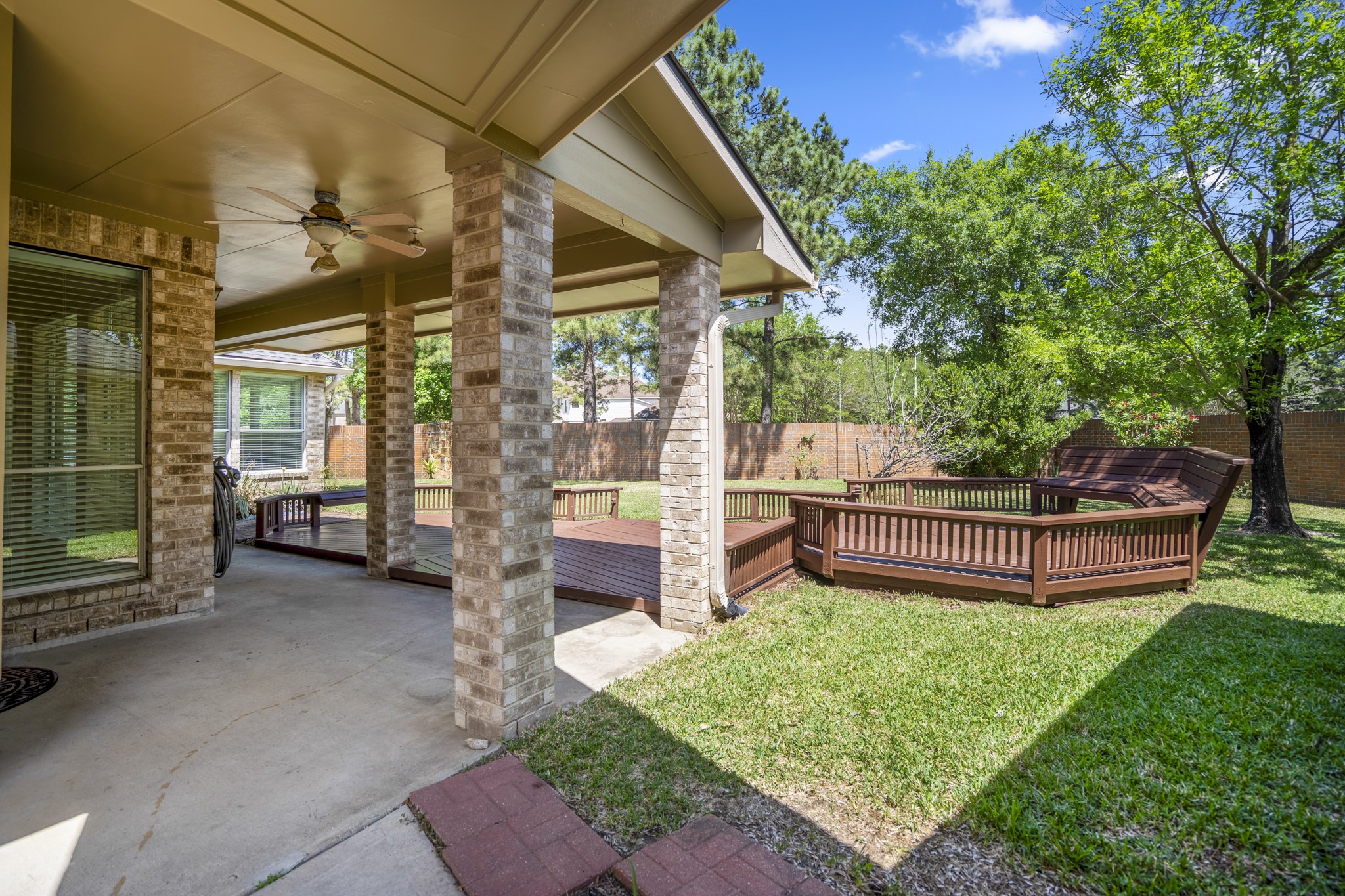 1322 Cardigan Bay Circle Spring, TX 77379 - Photo 35 of 50 Step outdoors into the gorgeous, covered patio w/surround sound speakers’ with expansive backyard with no backyard neighbors; including large storage shed.