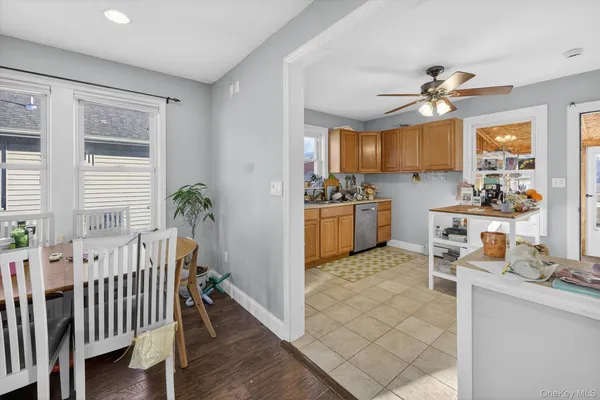 a workspace with kitchen area