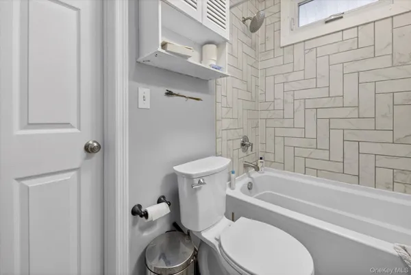 a bathroom with a toilet and a bathtub