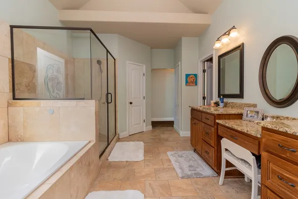 a room with a table and a chair