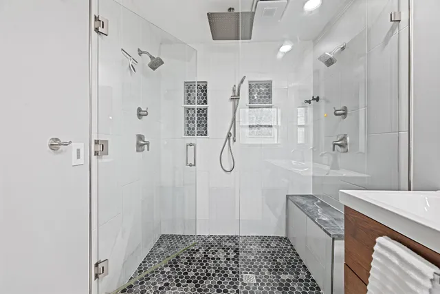 a bathroom with a shower
