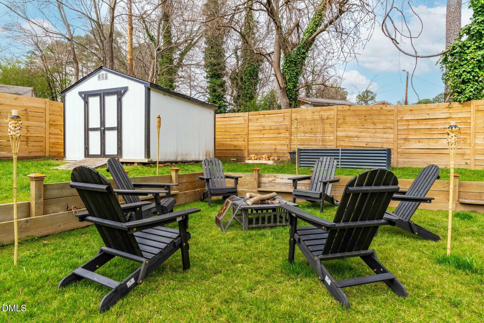 1405 Marlborough Road Raleigh, NC 27610 - Photo 27 of 33 a view of a backyard with chairs and table