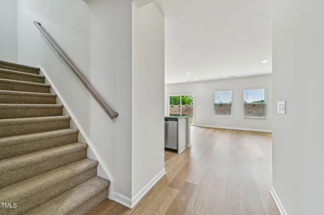 a view of kitchen with wooden floor