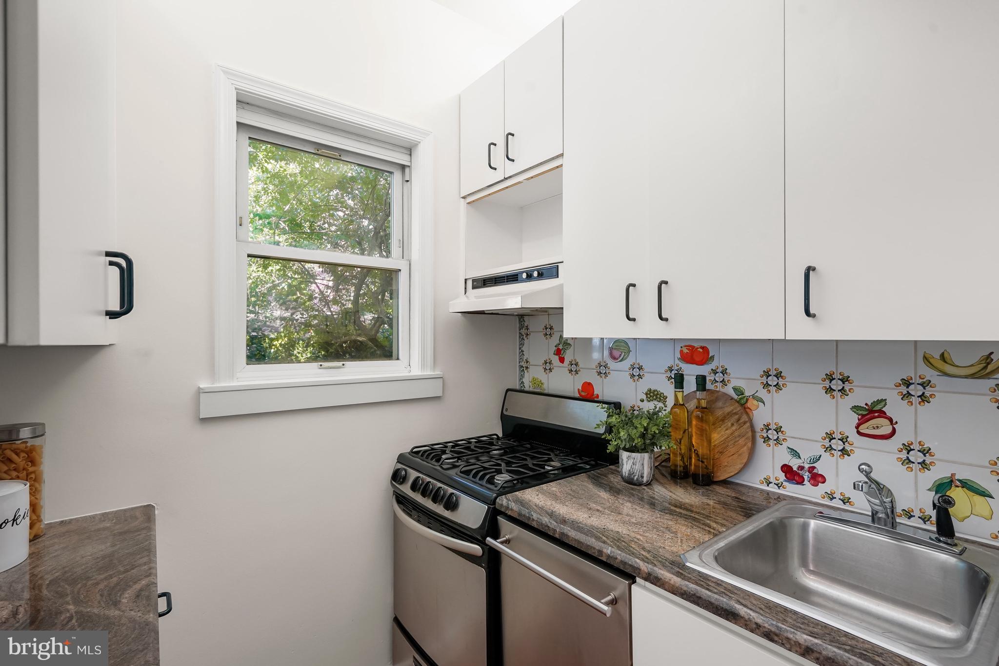 1654 34th Street Northwest Washington, DC 20007 - Photo 8 of 18 Kitchen with handpainted tile backsplash