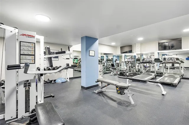 a view of a room with gym equipment