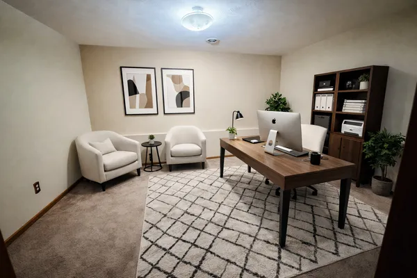 a living room with furniture