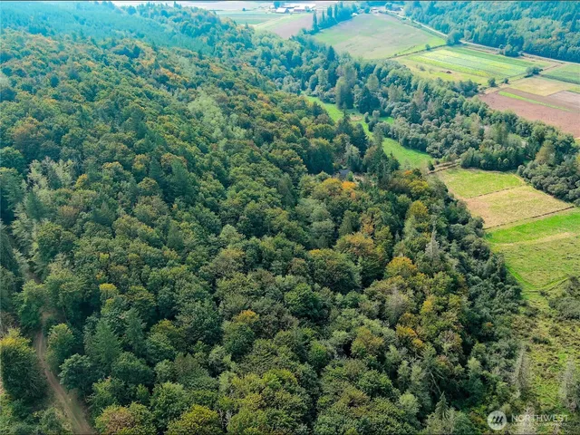 an aerial view of a houses with a yard