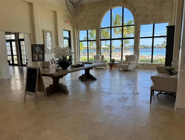 a view of road with palm trees