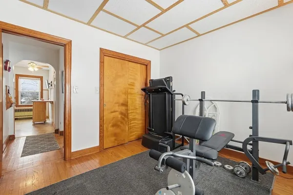 a view of a room with gym equipment