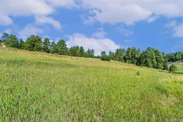 a view of a lake with a yard