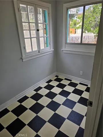 a black and white checkered floor