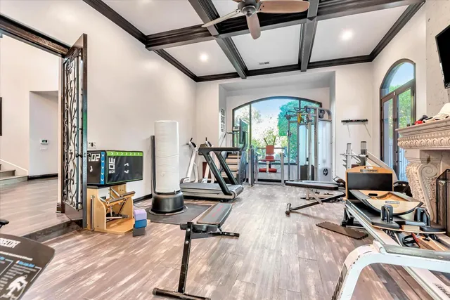 a view of a room with gym equipment