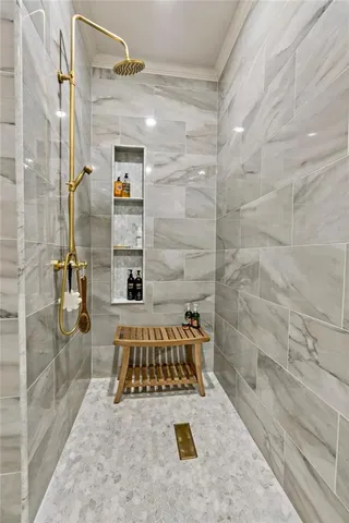 a bathroom with a shower