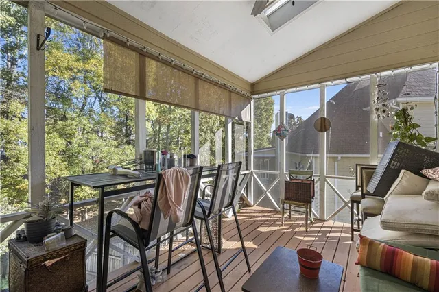 a view of porch with seating space