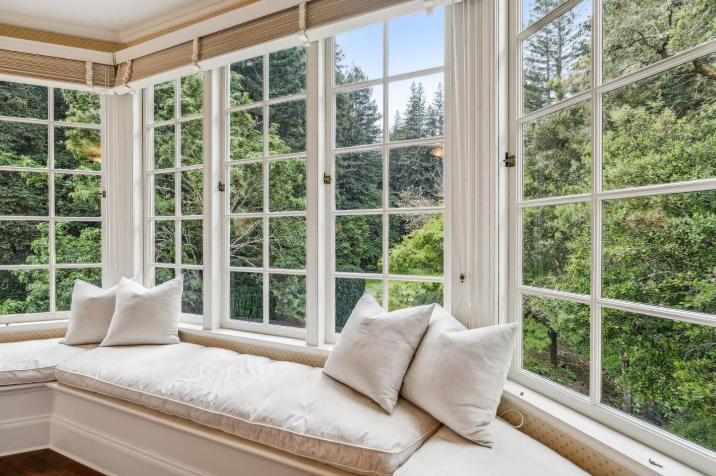 100 Cañada Road Woodside, CA 94062 - Photo 37 of 79 a bedroom with a bed and a large window