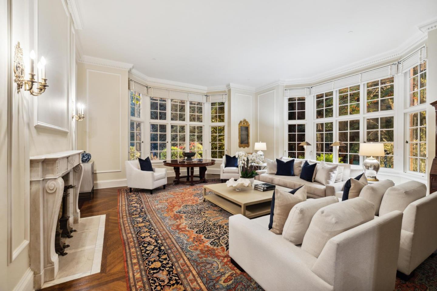 100 Cañada Road Woodside, CA 94062 - Photo 64 of 79 a living room with furniture fireplace and large window