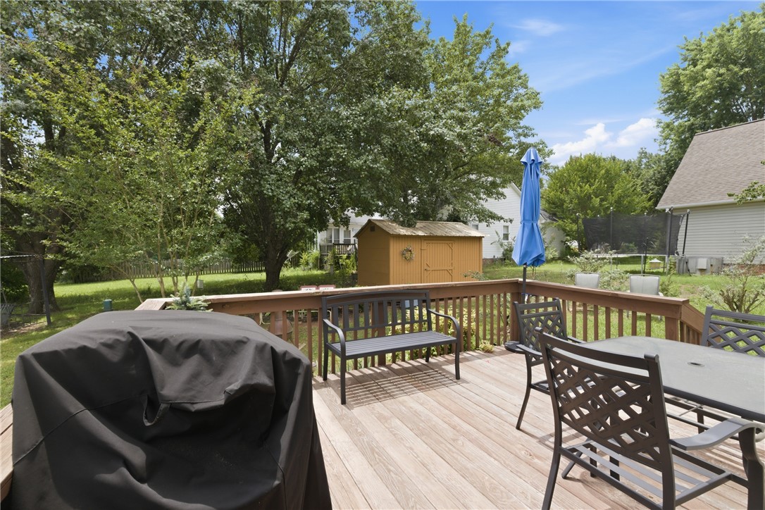128 Kelly Lane Easley, SC 29642 - Photo 4 of 23 A spacious wooden deck provides ample outdoor living space, perfect for entertaining.