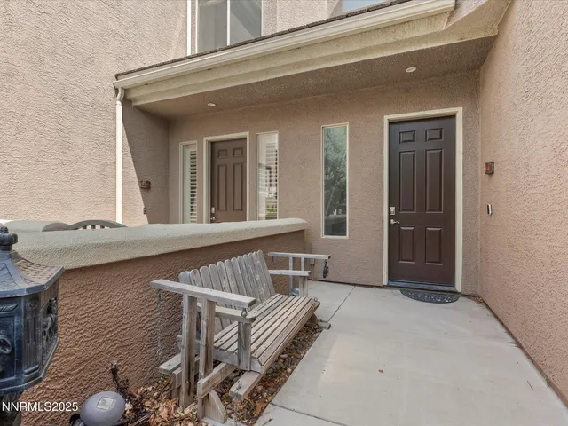 a view of a kitchen with refrigerator and yard