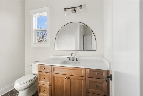 a bathroom with a bathtub
