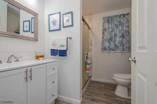 a bathroom with a sink toilet and vanity