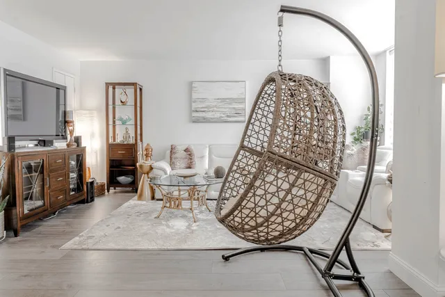 a living room with a couch and a table