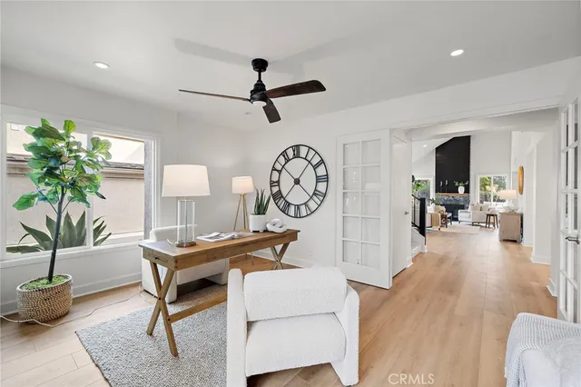 a view of a livingroom with furniture and a table
