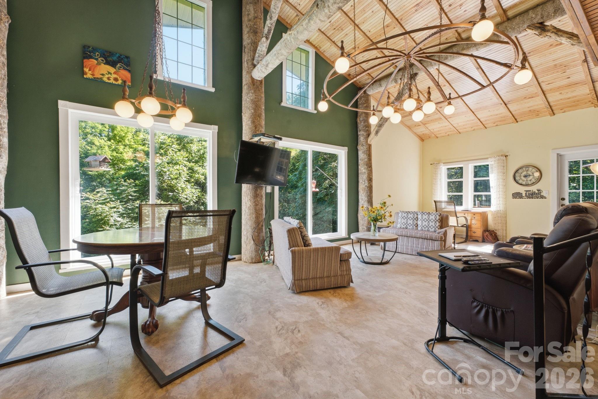 583 Dark Ridge Road Sylva, NC 28779 - Photo 24 of 48 a living room with fireplace furniture and a large window