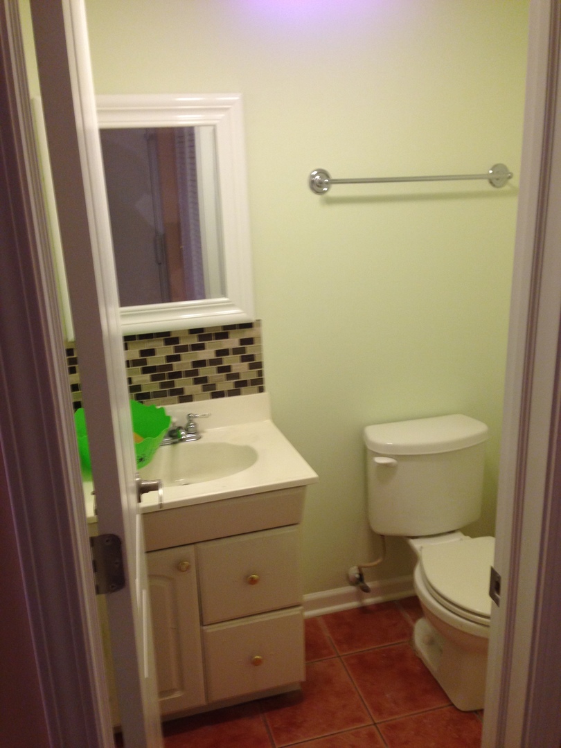 672 Cleo Court Wheeling, IL 60090 - Photo 7 of 20 a bathroom with a sink a toilet a mirror and vanity