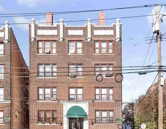 a front view of a multi story building