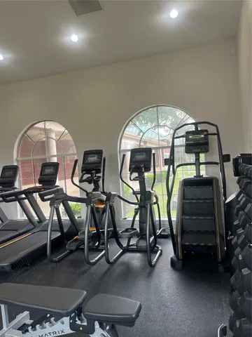 a room with gym equipment