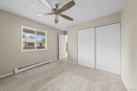 a view of a ceiling fan in a room
