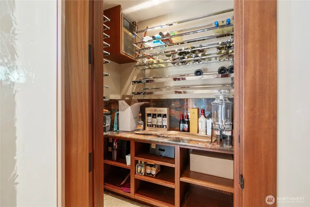 a view of store room with wooden floor