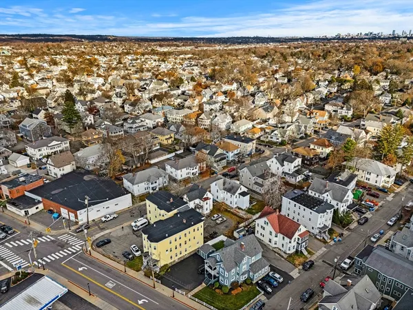 an aerial view of a city