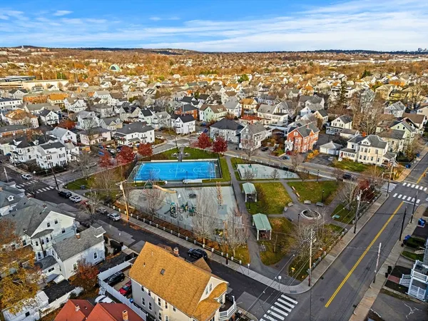 an aerial view of a city